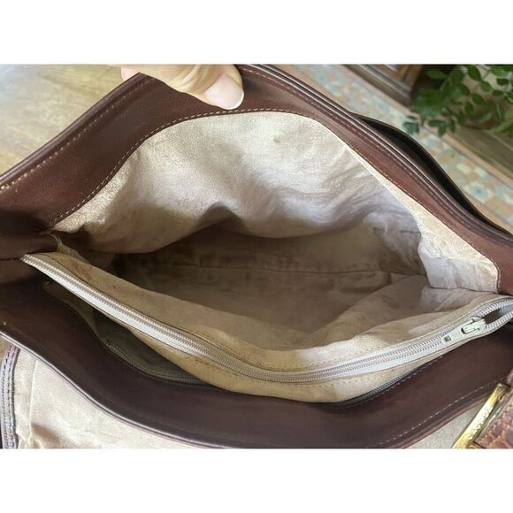 Oroton brown leather crossbody bag pebbled and croc embossed vintage Australia - Picture 7 of 15